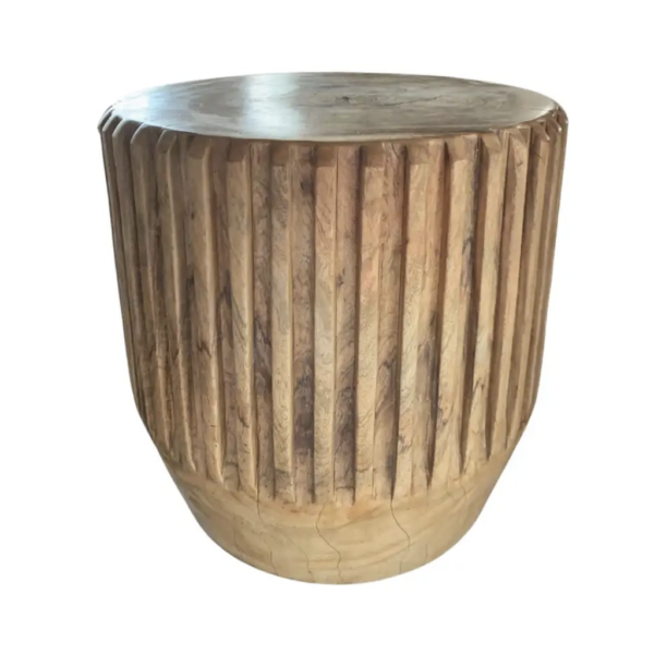 Solid Mango Wood Round Side Table Modern Organic