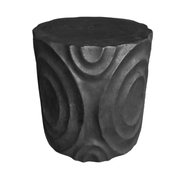 Solid Mango Wood Side Table with Burnt Finish, Modern Organic