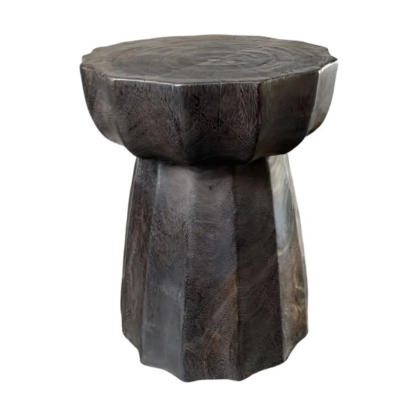 Solid Suar Wood Round Side Table Modern Organic