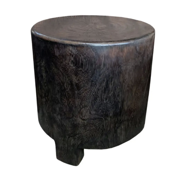 Solid Suar Wood Round Side Table Modern Organic