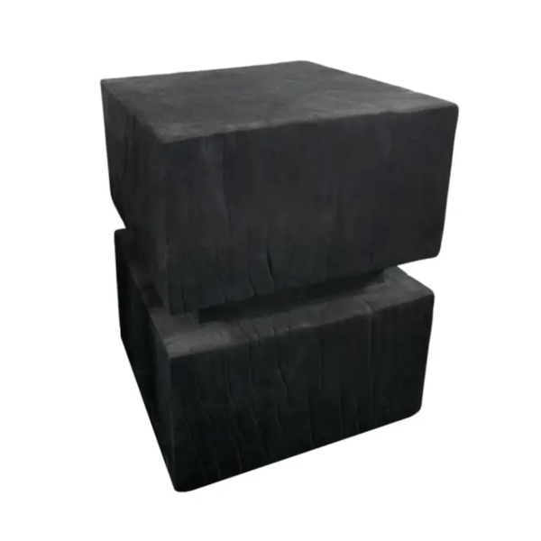 Sculptural Side Table Solid Mango Wood with Burnt Finish