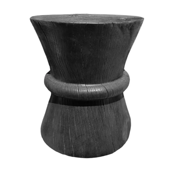Sculptural Solid Tamarind Wood Table, Modern Organic, Burnt Finish
