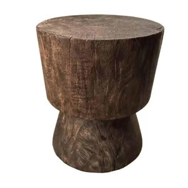 Solid Mango Wood Side Table with Espresso Finish, Modern Organic