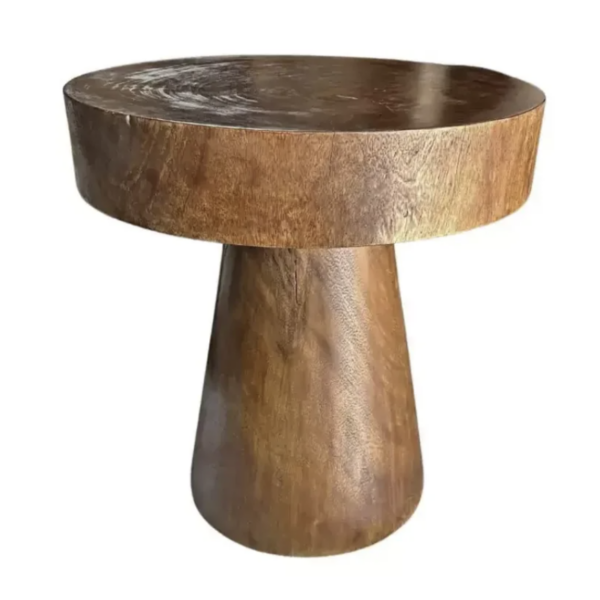 Sculptural Round Side Table Suar Wood