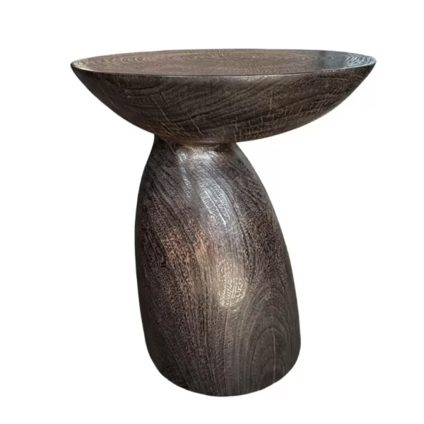 Solid Mango Wood Side Table with Espresso Finish, Modern Organic