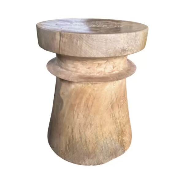 Solid Mango Wood Side Table Natural Finish, Modern Organic