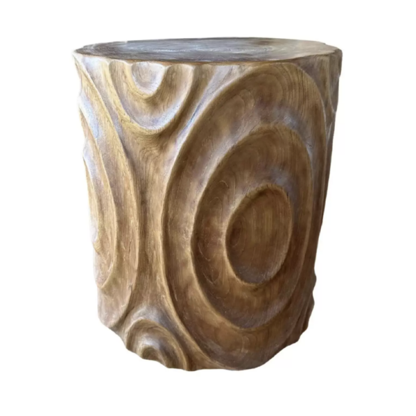 Solid Teak Wood Side Table with Stunning Textures, Modern Organic