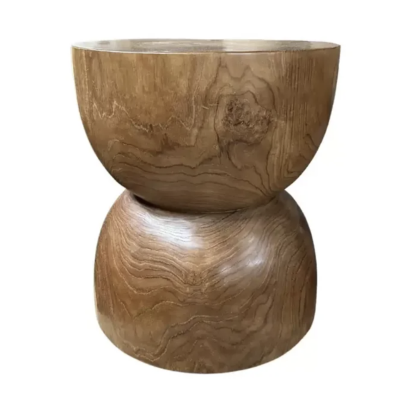 Sculptural Teak Wood Side Table, with Stunning Wood Textures, Modern Organic