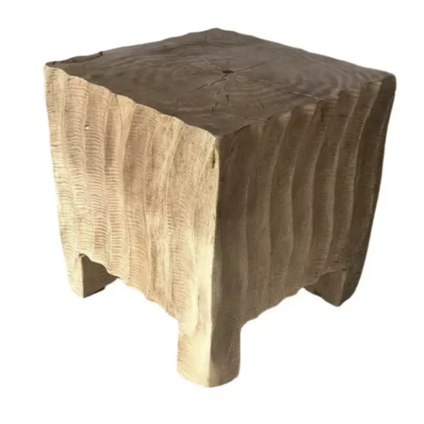 Sculptural Side Table Mango Wood Natural Finish