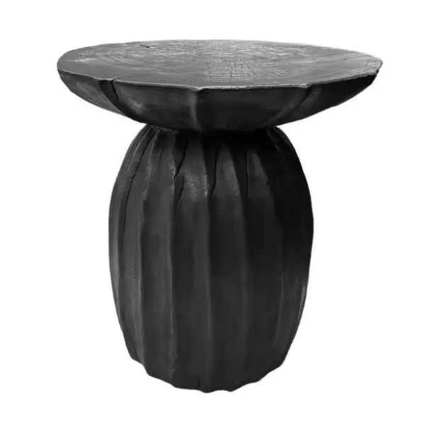 Sculptural Side Table Mango Wood Burnt Finish