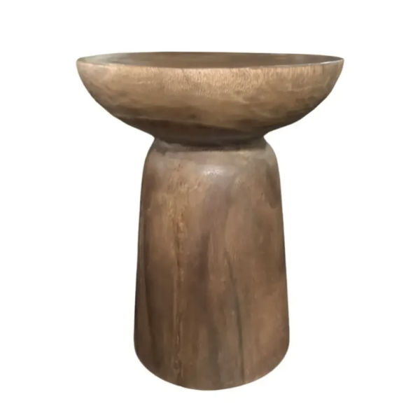 Sculptural Round Side Table Solid Mango Wood