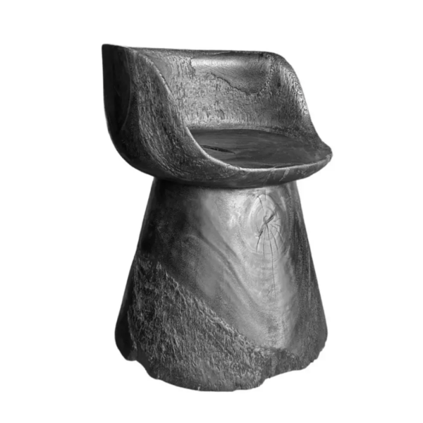 Sculptural Chair Carved from Solid Suar Wood Modern Organic