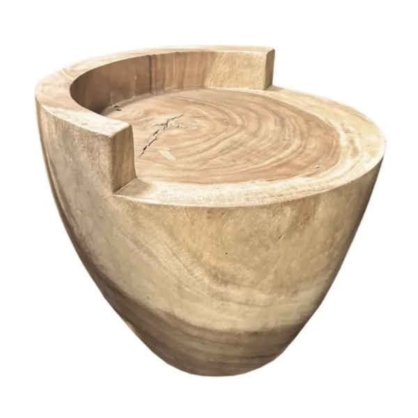 Sculptural Chair Carved from Solid Suar Wood Modern Organic