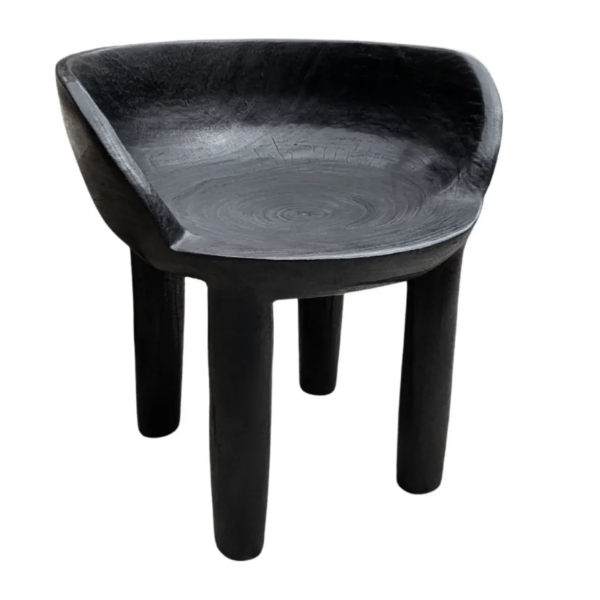 Sculptural Mango Wood Chair Burnt Finish Modern Organic