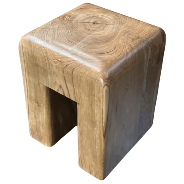 Sculptural Teak Wood Stool Stunning Textures, Modern Organic