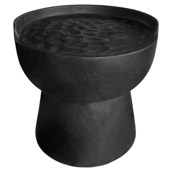 Sculptural Chair Carved from Solid Mango Wood Burnt Finish Modern Organic