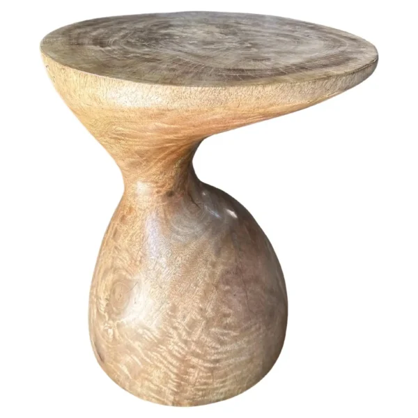 Solid Mango Wood Side Table Natural Finish, Modern Organic