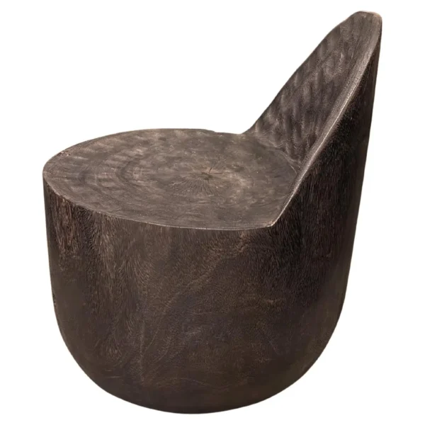 Sculptural Lounge Chair Carved from Solid Suar Wood, Modern Organic