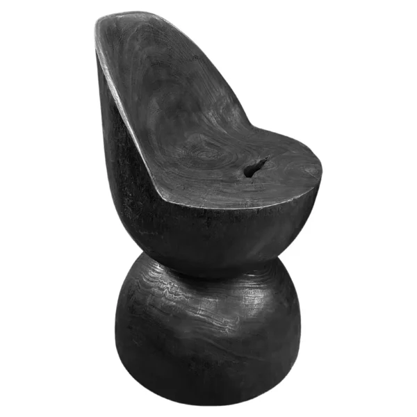 Sculptural Chair Carved from Solid Suar Wood Modern Organic
