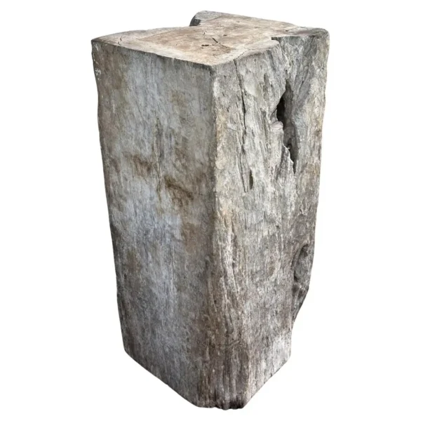 Solid Teak Wood Pedestal, Wonderful Age Related Patina, Modern Organic