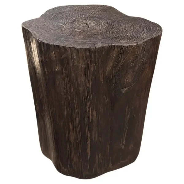 Tree Trunk Side Table Solid Teak Wood Natural Finish Modern Organic