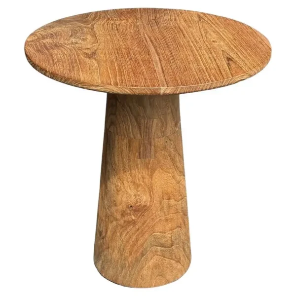Teak Wood Round Side Table, Stunning Textures, Modern Organic