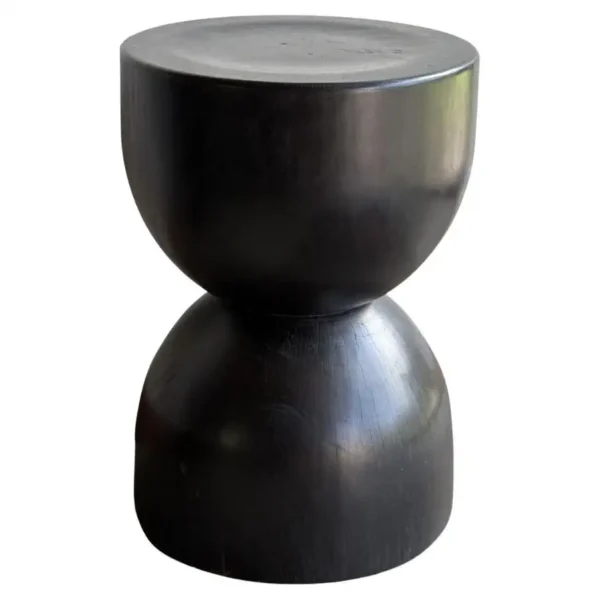 Sculptural Side Table Crafted from Ulin Iron Wood, Burnt Finish, Modern Organic