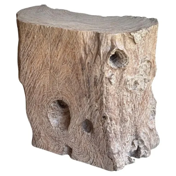 Century-Buried Teak Wood Pedestal from the Sumatran Rainforest, Modern Organic