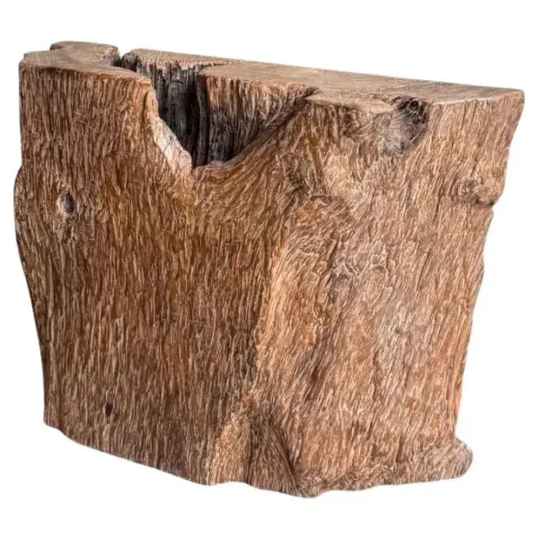 Century-Buried Teak Wood Pedestal from the Sumatran Rainforest, Modern Organic