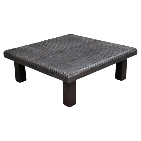 Mango Wood Table Hand-Hewn Detailing Espresso Finish, Modern Organic