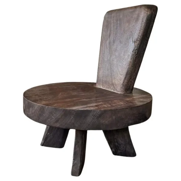 Sculptural Mango Wood Chair with Stunning Wood Textures, Espresso Finish