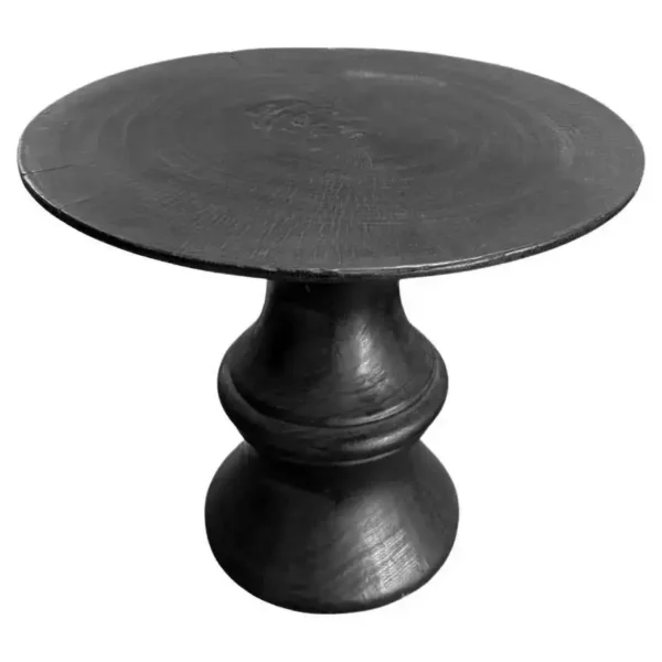Round Side Table Crafted from Mango Wood Burnt Finish