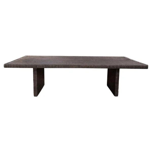 Large Suar Wood Table Hand-Carved Detailing, Espresso Finish, Modern Organic