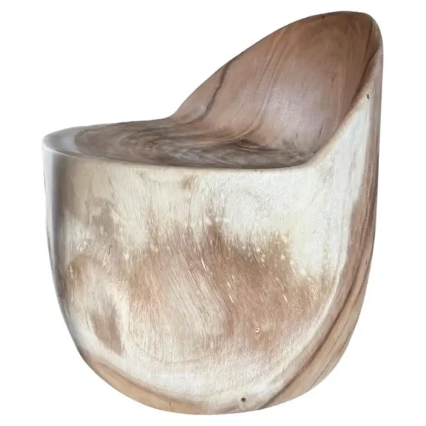 Sculptural Suar Wood Chair with Stunning Wood Textures, Natural Finish