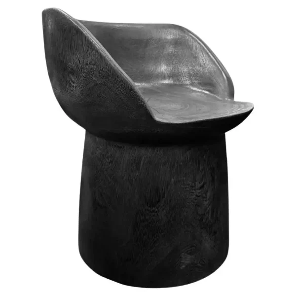 Sculptural Suar Wood Chair Burnt Finish, Modern Organic