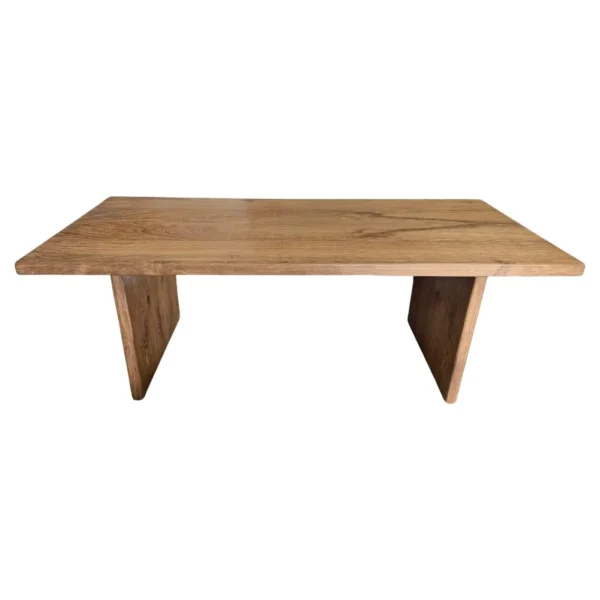 Large Teak Wood Table, Natural Finish, Hand-Crafted Modern Organic