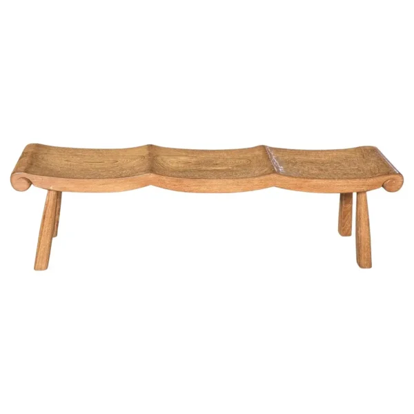 Sculptural Teak Wood Bench, Modern Organic, Stunning Wood Textures
