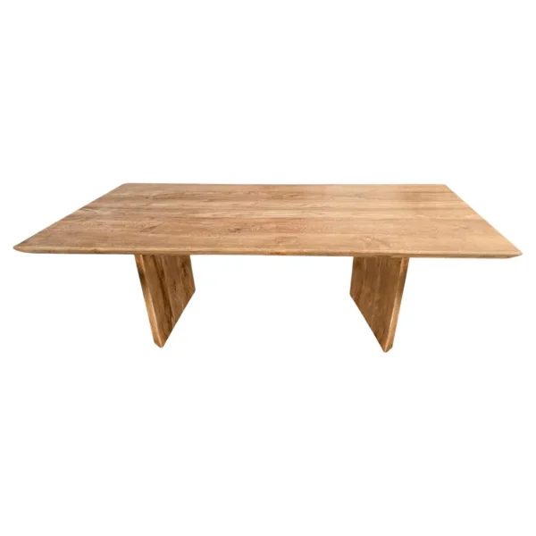 Large Teak Wood Table, Natural Finish, Hand-Crafted Modern Organic, Angled Edges