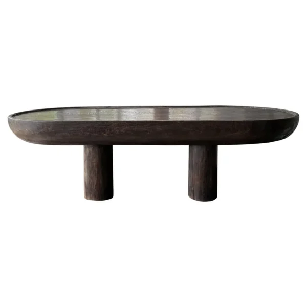 Sculptural Round Table: Solid Mango Wood, Espresso Finish, Modern Organic