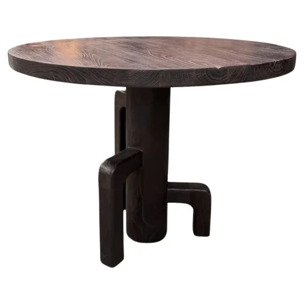 Teak Wood Table, Stunning Wood Textures Dark Brown Finish, Modern Organic