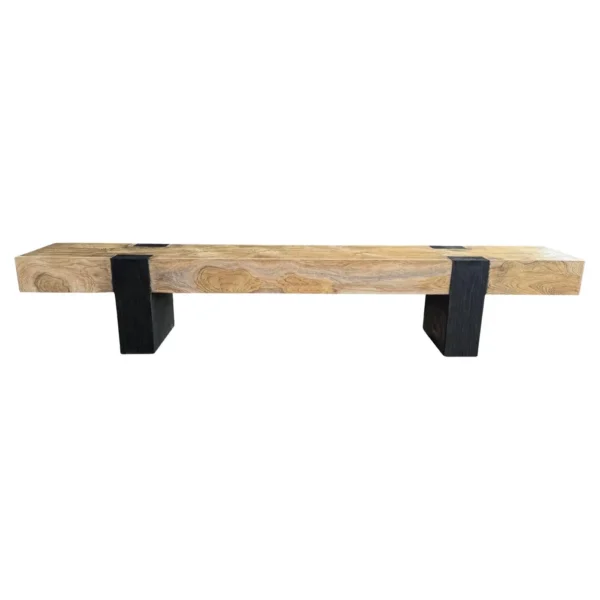 Long Sculptural Teak Wood Bench, Modern Organic, Stunning Wood Textures